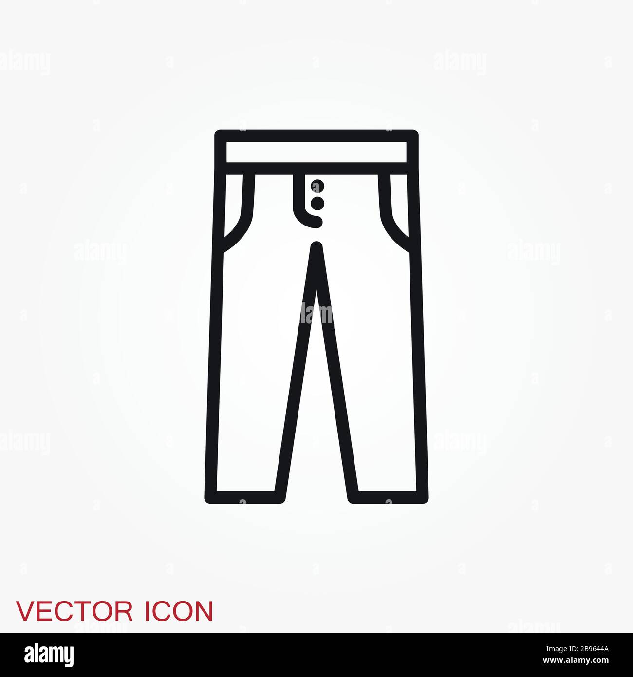 Pants icon. solid fill vector icons set as flat icons Stock Vector