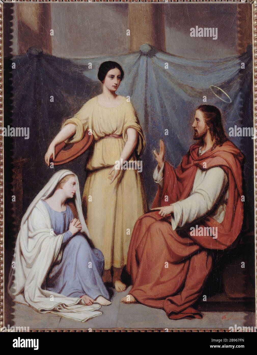 JESUS AT MARTHA AND MARY Henry Scheffer (1798-1862). 'Jésus chez Marthe et Marie'. Huile sur toile. Paris, musée de la Vie romantique. Stock Photo