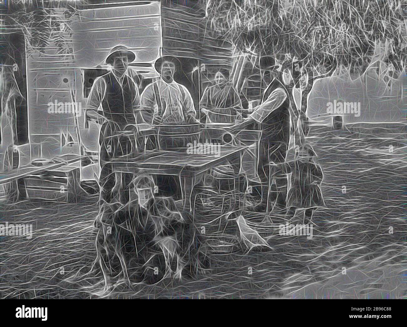 Negative Hoffman Family Making German Sausage Glenore District Victoria Circa 1900 The Hoffman Family Making German Sausage At A Table In Their Backyard The Group Consists Of Mr And Mrs Hoffman