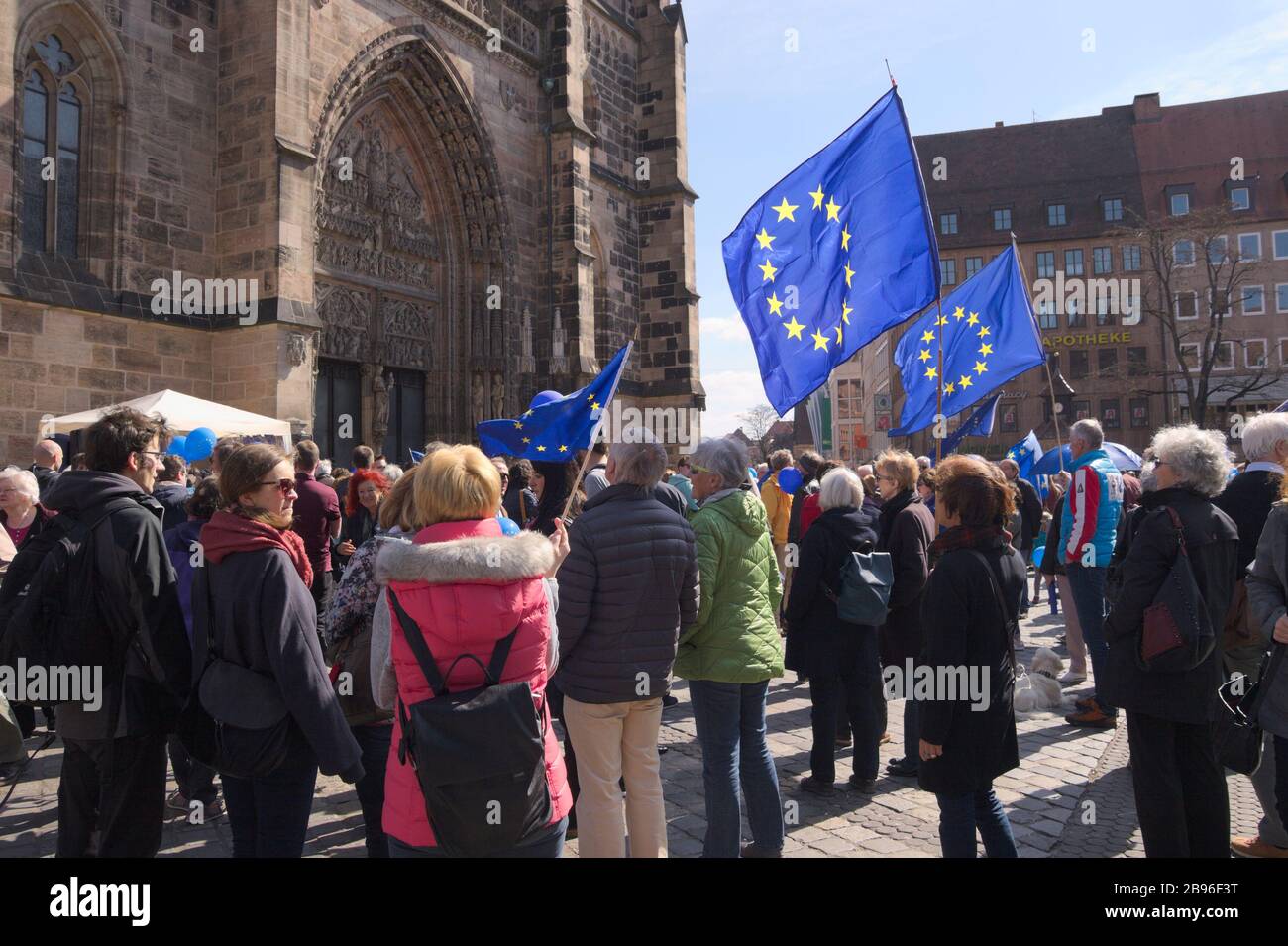 Pro European Union demonstration 'Pulse of Europe'  in Nuremberg, Germany. Stock Photo