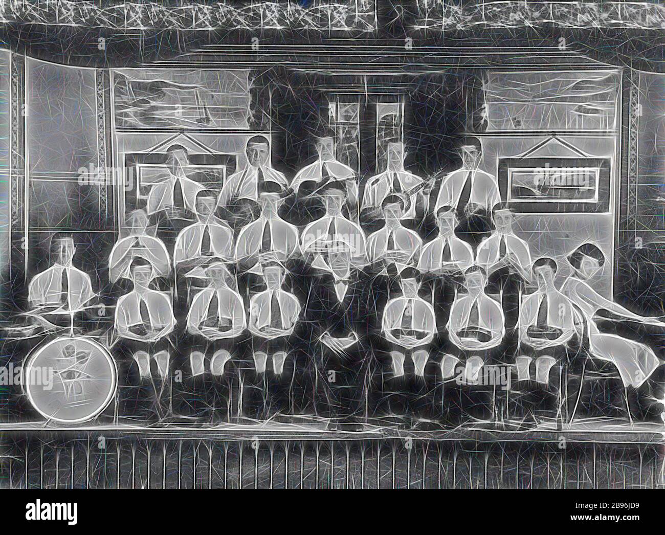 Negative Geelong, Victoria, circa 1920, A schoolboy band. Most boys
