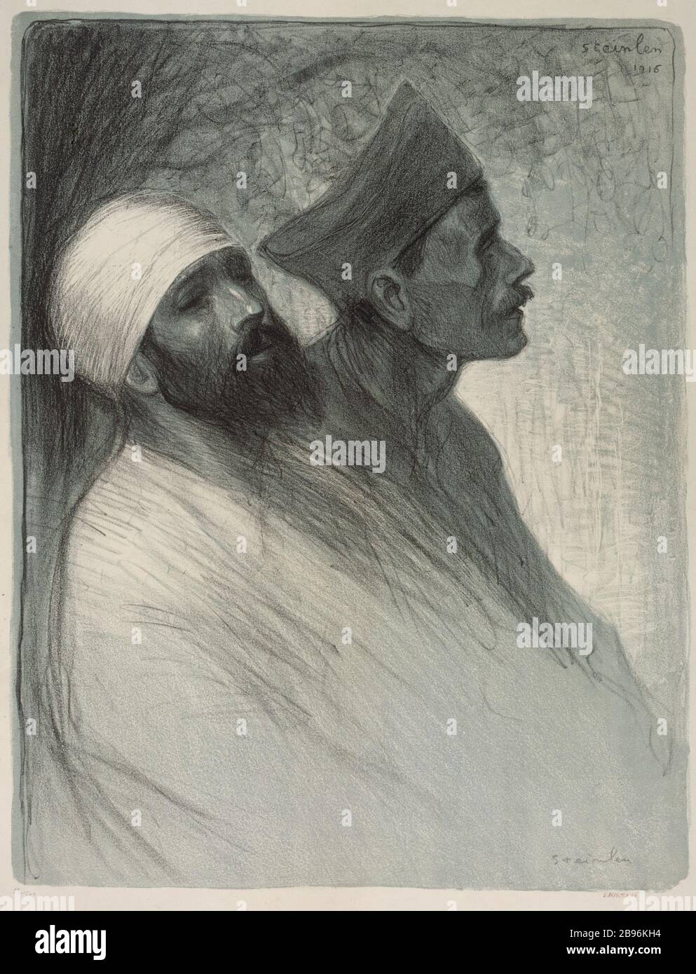 TWO INJURED Théophile Alexandre Steinlen (1859-1923). 'Deux blessés, 1916', gravure. Paris, musée Carnavalet. Stock Photo