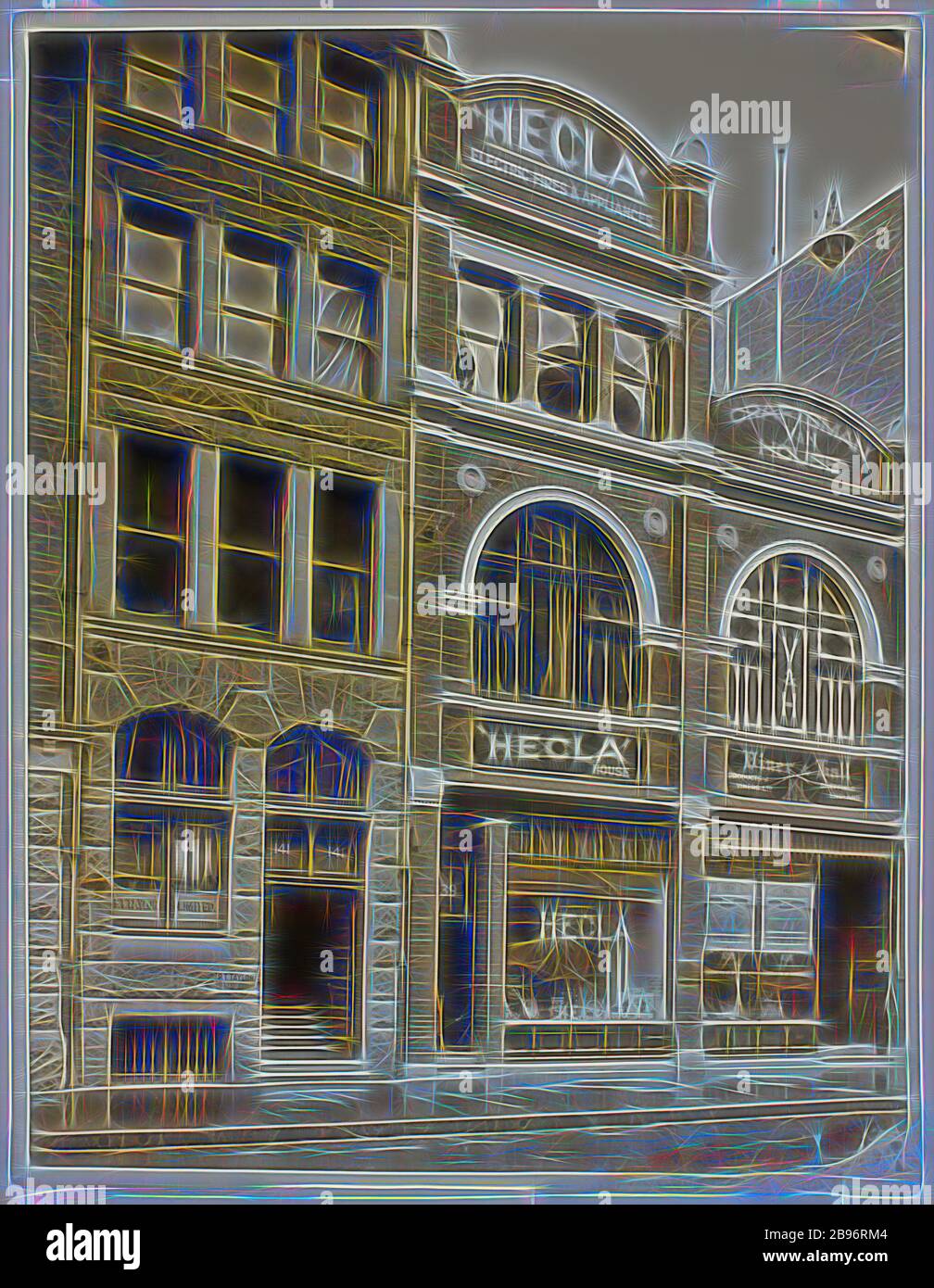 Photograph Hecla Electrics Pty Ltd Shopfront, circa 1940, Black and white photograph of a row
