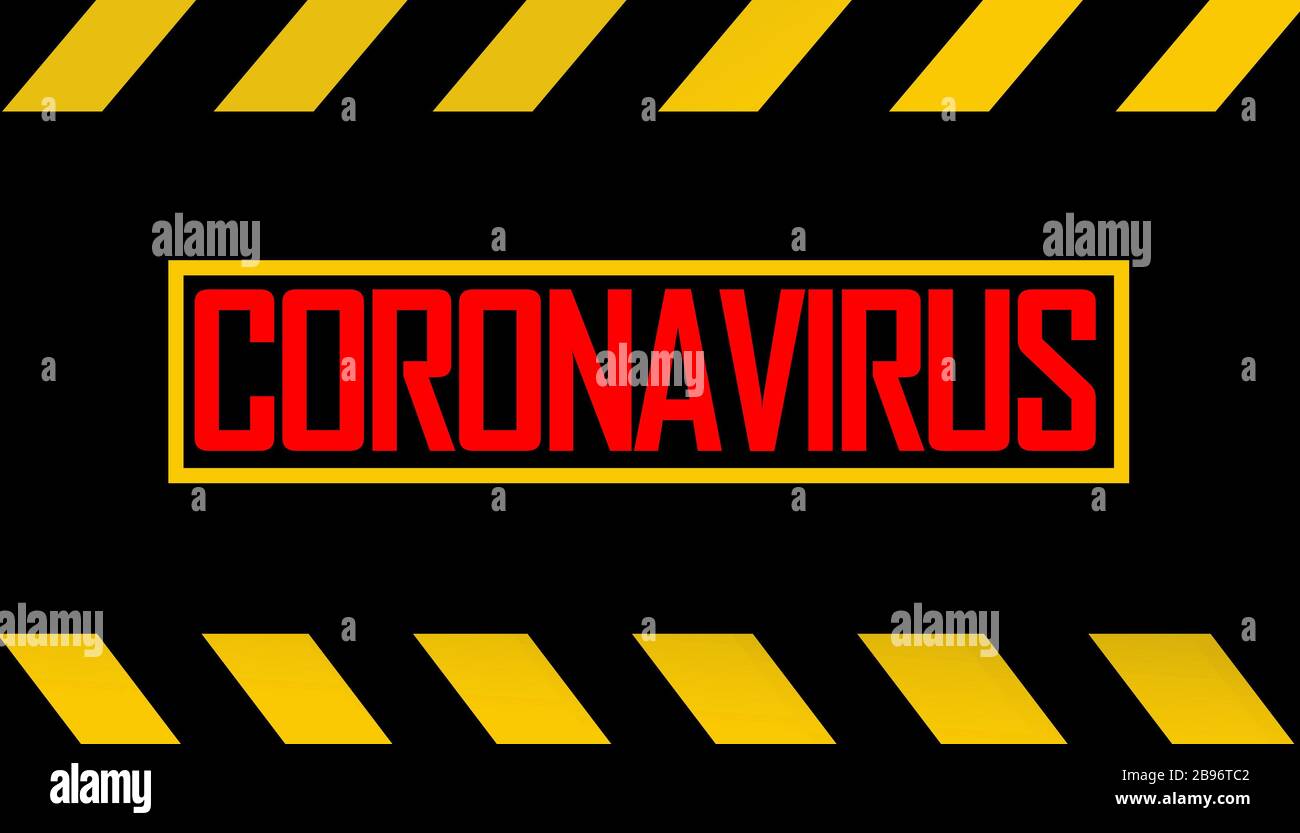 Coronavirus danger sign with yellow strip Stock Photo