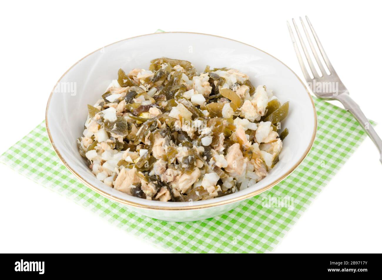 Appetizer of kelp, canned fish and eggs. Studio Photo Stock Photo Alamy