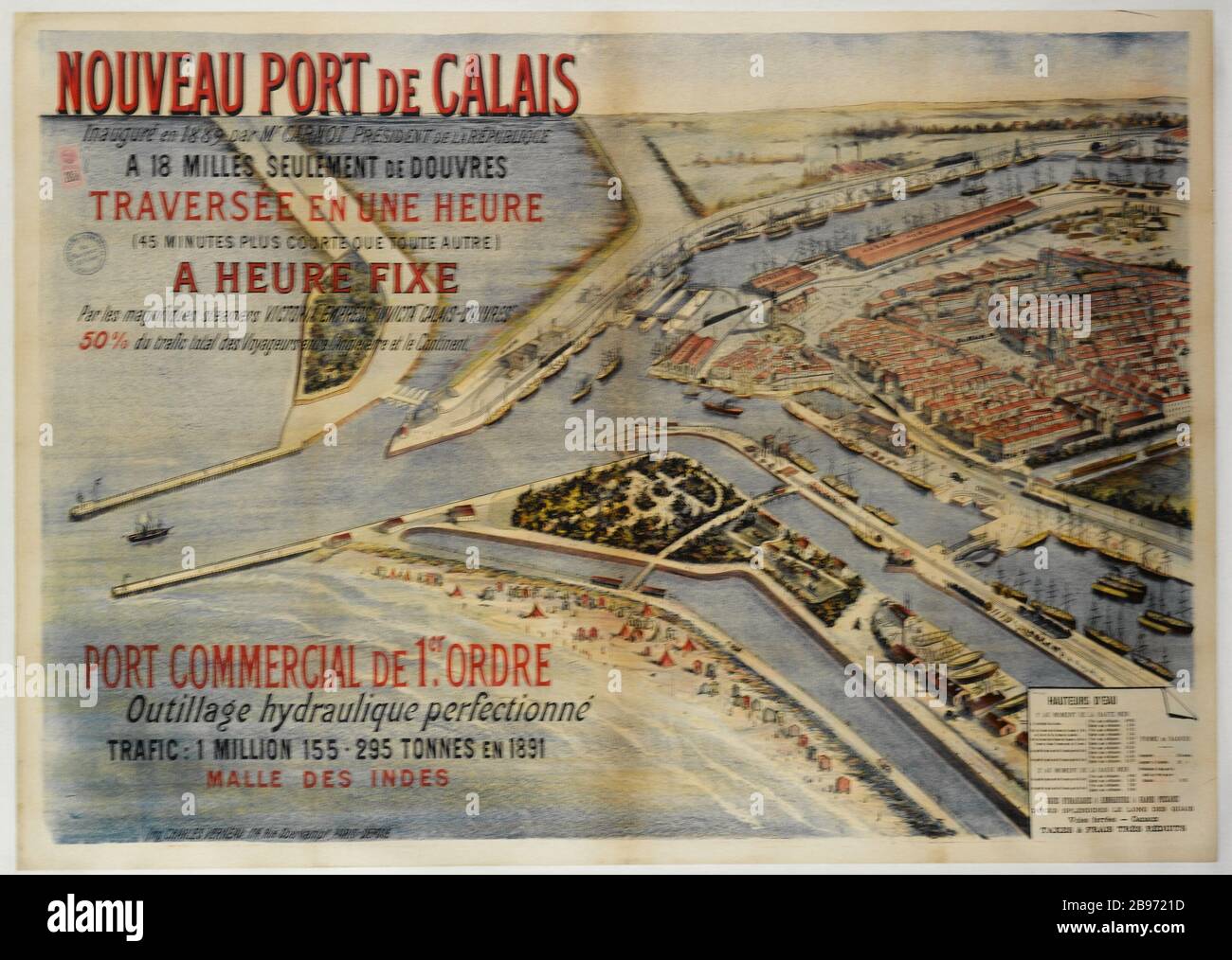 NEW PORT OF CALAIS Imprimerie Charles Verneau. 'Nouveau Port de Calais'. Affiche. Lithographie couleur. Vers 1891. Paris, musée Carnavalet. Stock Photo