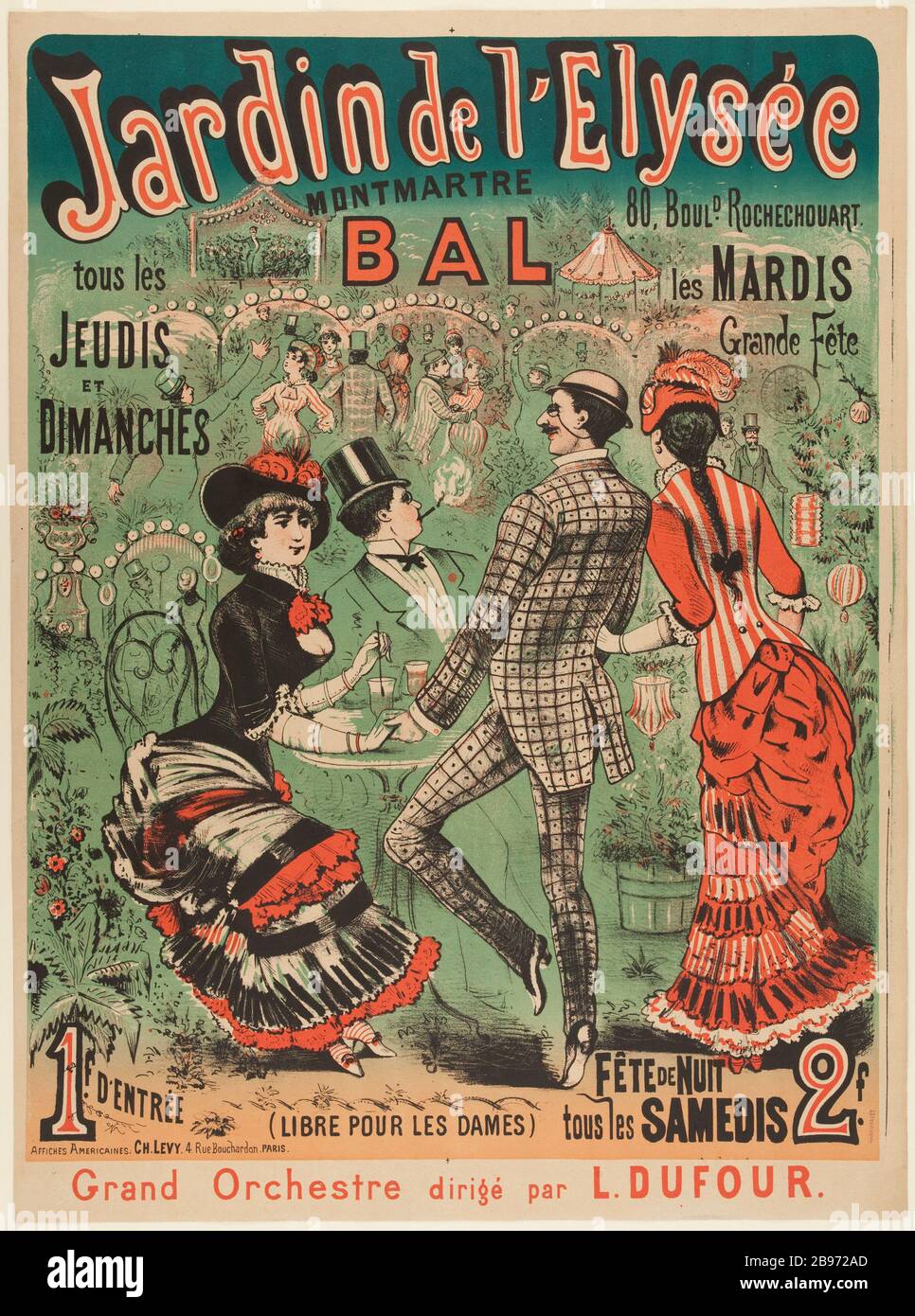 GARDEN ELYSEE MONTMARTRE, BAL 'Jardin de l'Elysée Montmartre, Bal'. Lithographie, 1880-1900. Paris, musée Carnavalet. Stock Photo