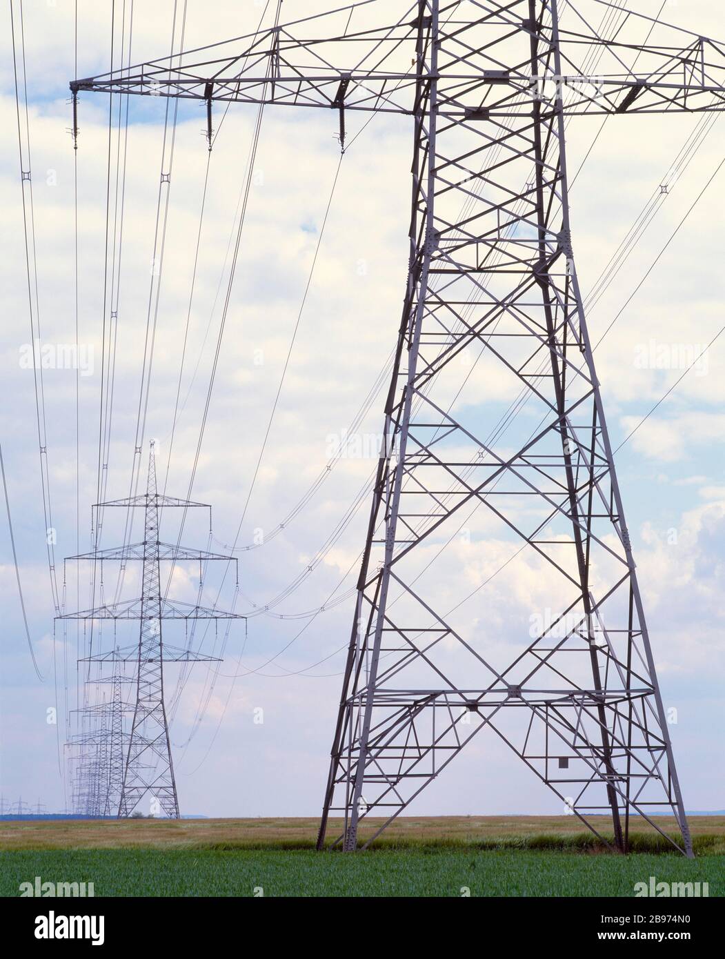 High voltage pylons, power lines, Baden-Wuerttemberg, Germany Stock ...