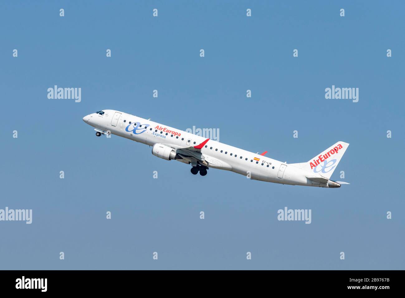 Air Europa's Embraer 195 takes off from Zurich Airport, Switzerland Stock Photo