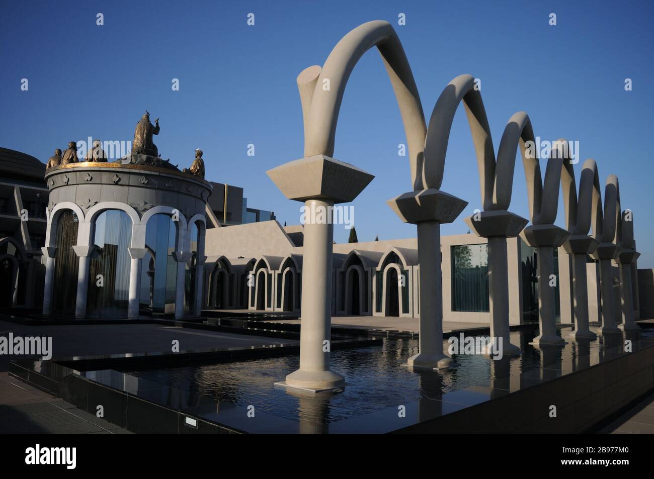 The Domus Galilaeae (House of Galilee) Monastery, on the peak of Mount of Beatitudes, Israel Stock Photo