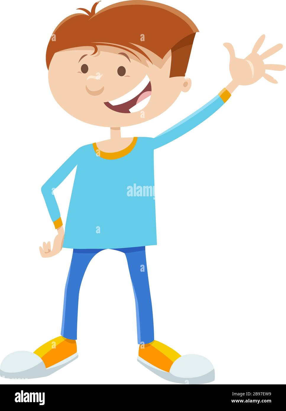 Cartoon Illustration of Happy Elementary or Teen Age Boy Comic ...
