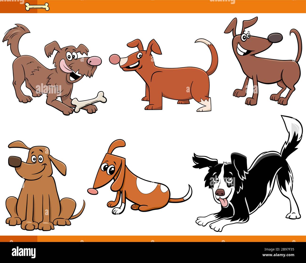 Cartoon Illustration of Funny Dogs and Puppies Funny Animal Characters ...