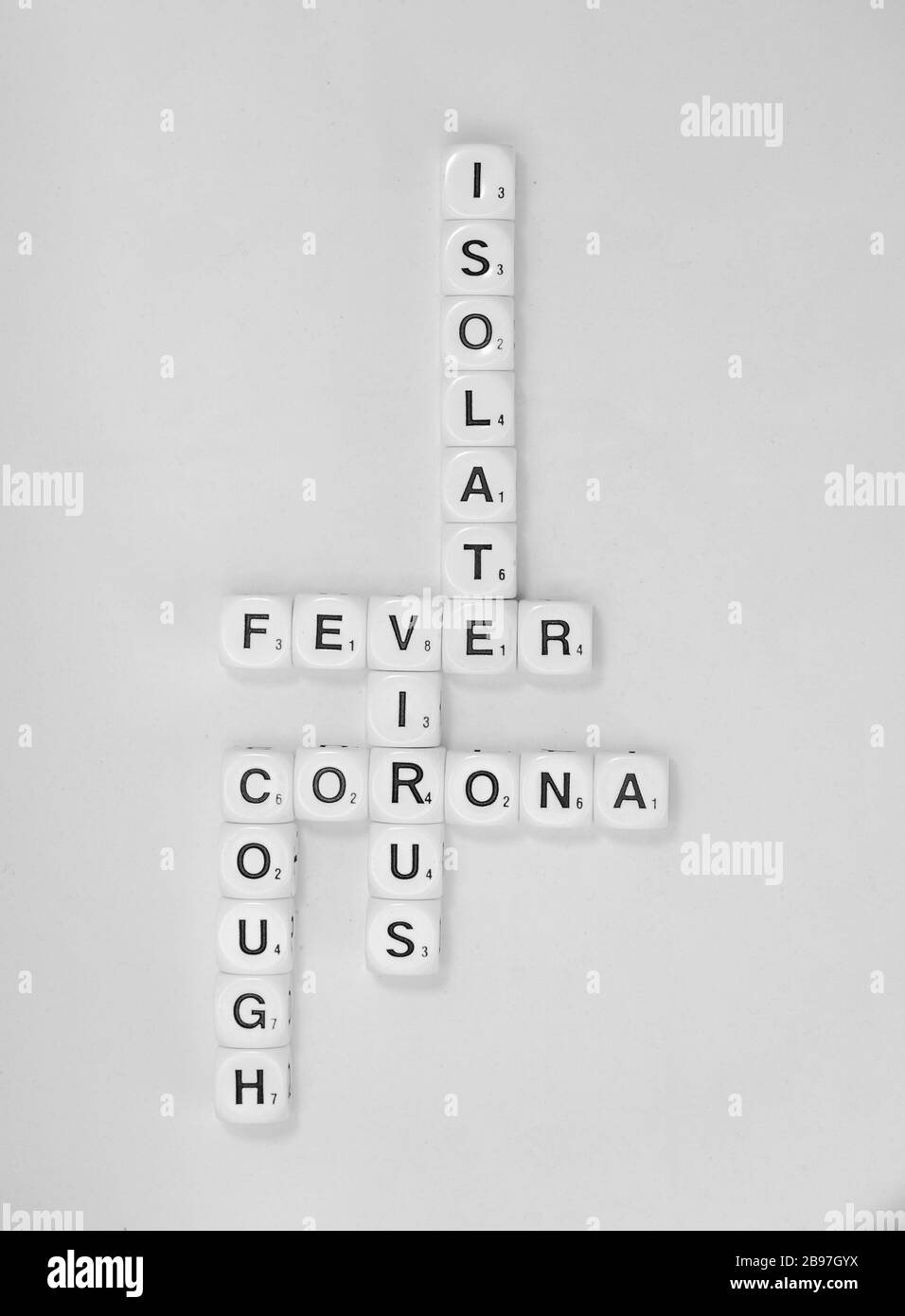 Words associated with corona virus Stock Photo