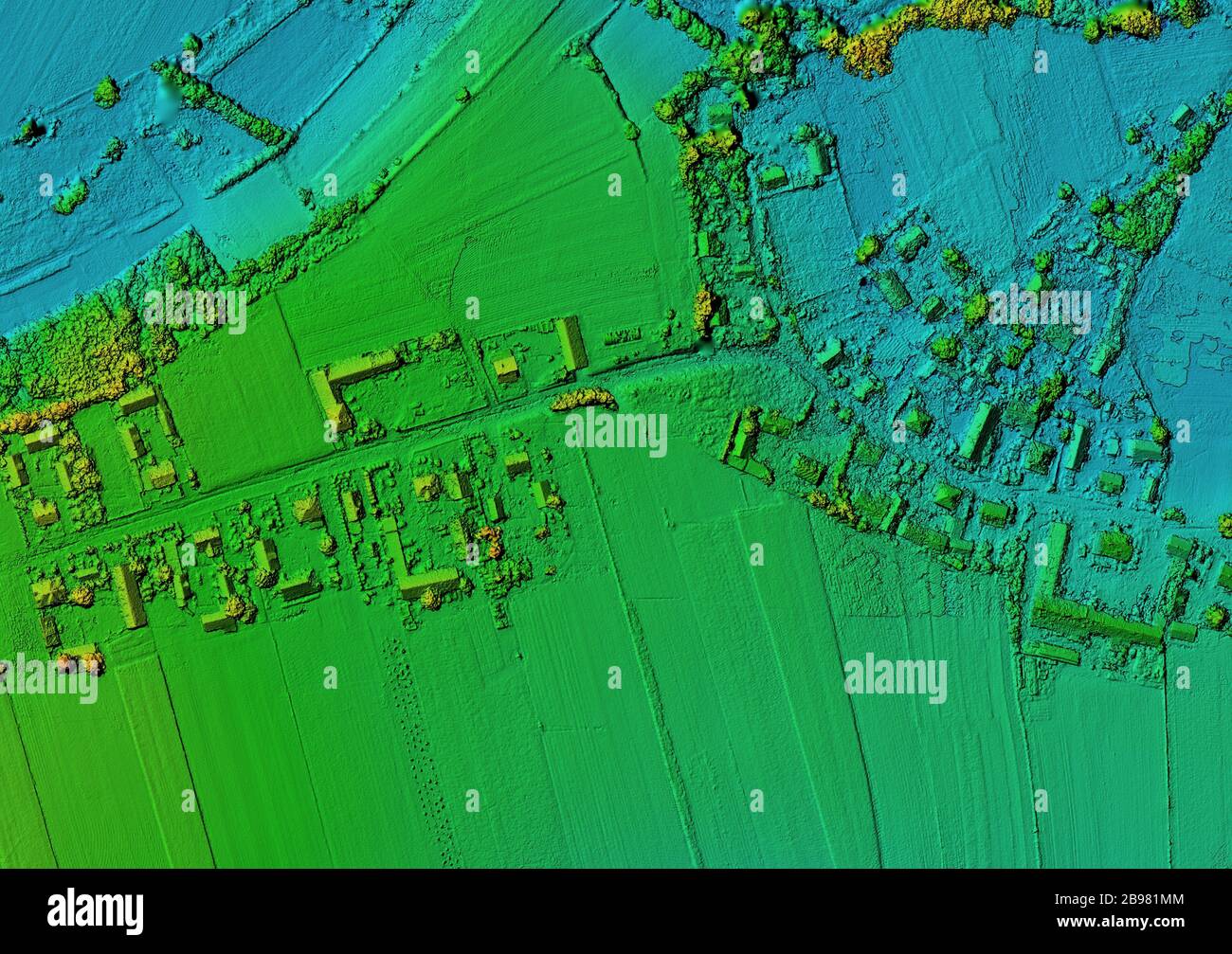 DEM digital elevation model. Product made after proccesing pictures taken from a drone. It