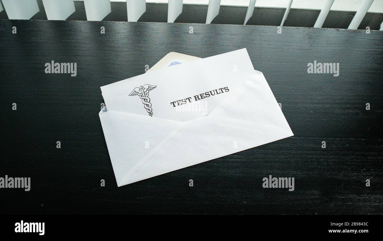 Medical Test Results Letter in envelope Stock Photo