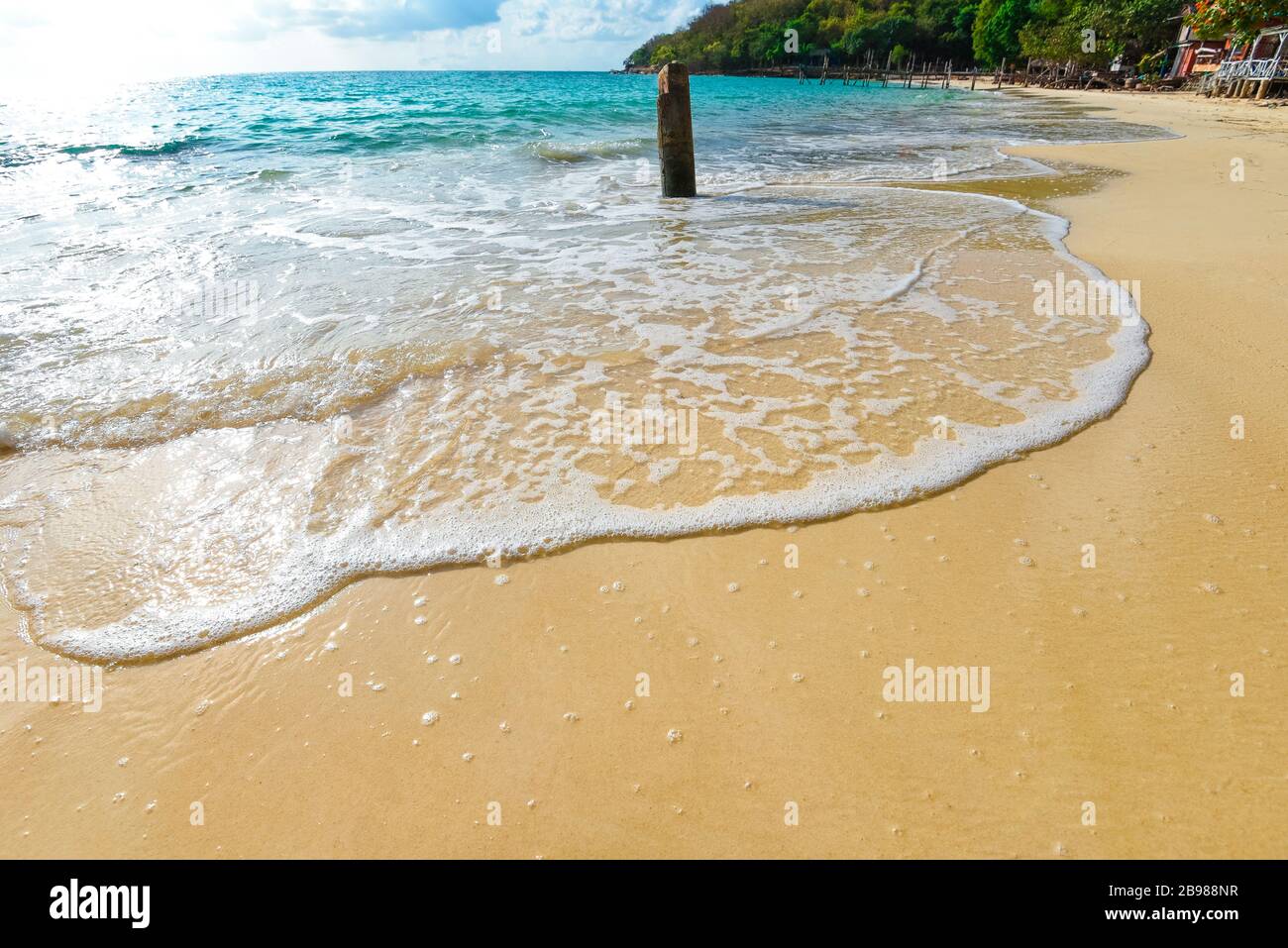 Sea waves on sand beach water and coast seascape / View of beautiful ...