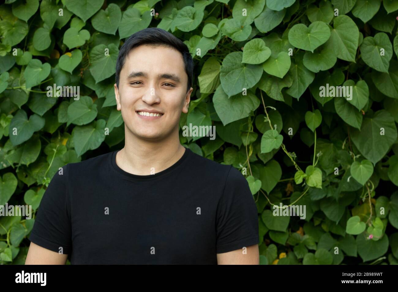 Asian young man in black t-shirt Stock Photo