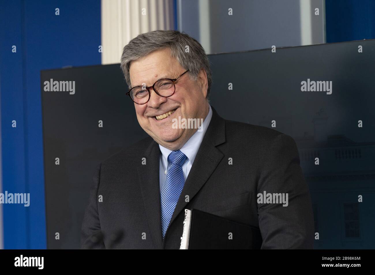 Washington, United States. 23rd Mar, 2020. United States Attorney General William P. Barr participates in a news briefing by members of the Coronavirus Task Force at the White House in Washington, DC on March 23, 2020. Photo by Chris Kleponis/UPI Credit: UPI/Alamy Live News Stock Photo