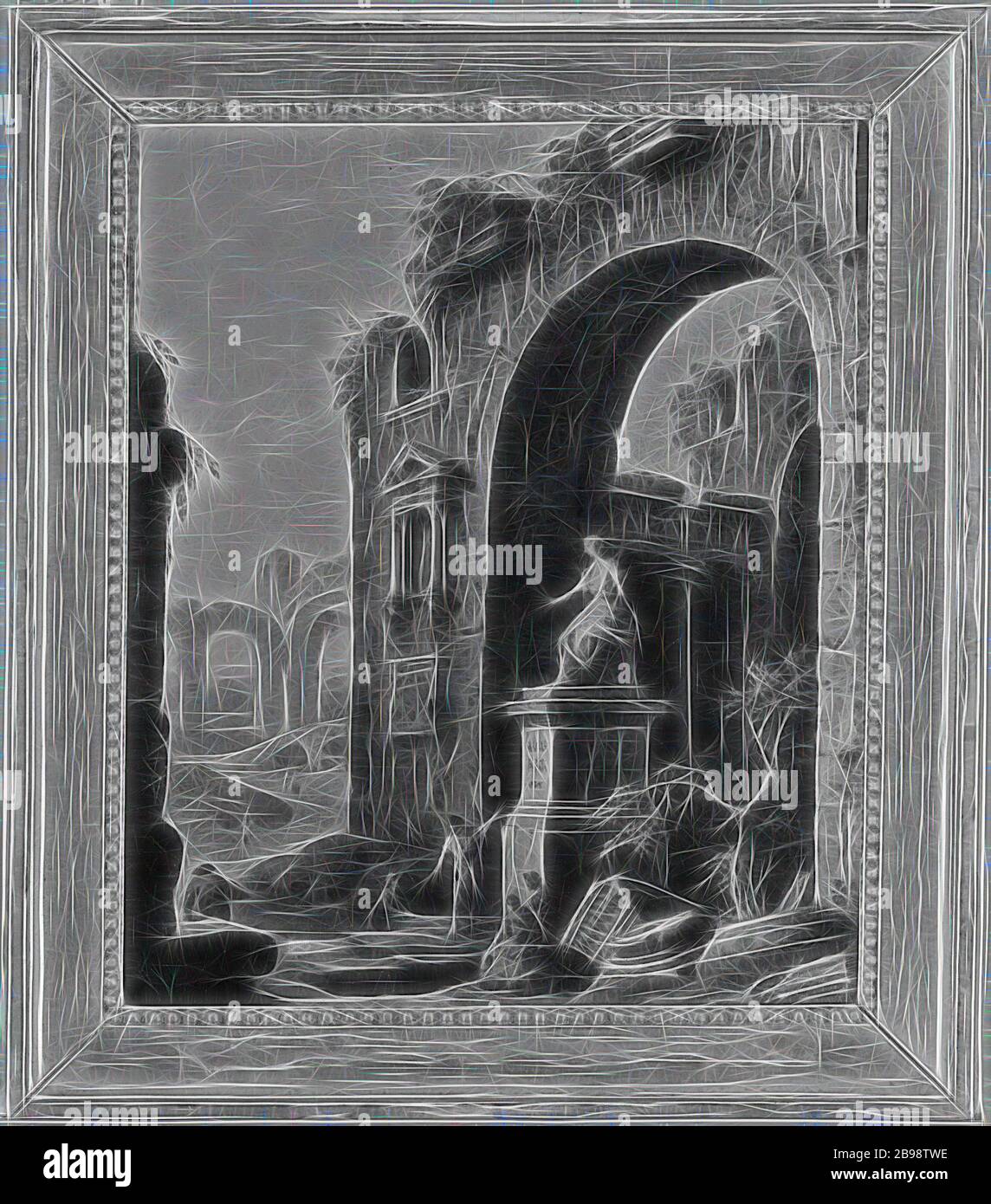 School Of Giovanni Paolo Panini Ruin Of A Temple With A Statue Temple Ruin With Statue Painting Oil On Canvas Height 34 5 Cm 13 5 Inches Width 28 Cm 11 Inches Reimagined By