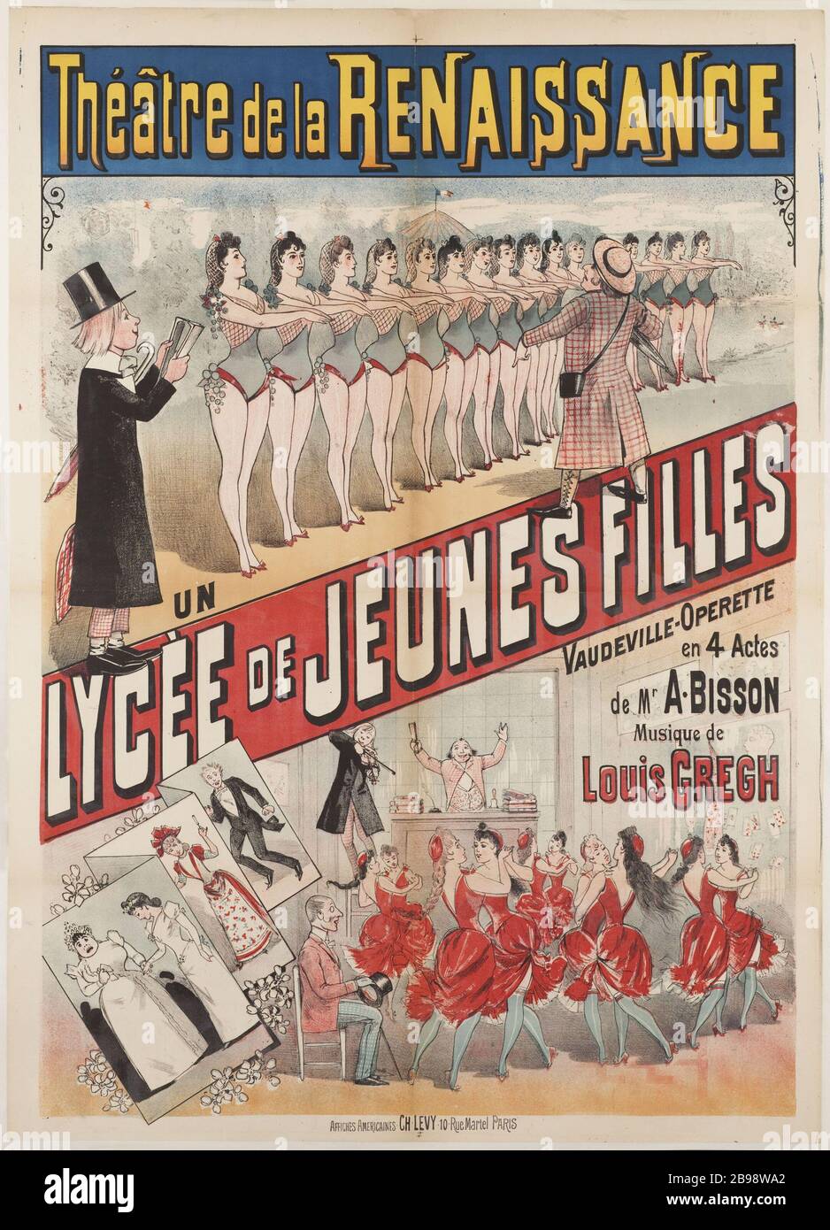 THEATER OF THE RENAISSANCE SCHOOL GIRLS 'Théâtre de la Renaissance, Lycée de jeunes filles'. Lithographie, 1890. Paris, musée Carnavalet. Stock Photo