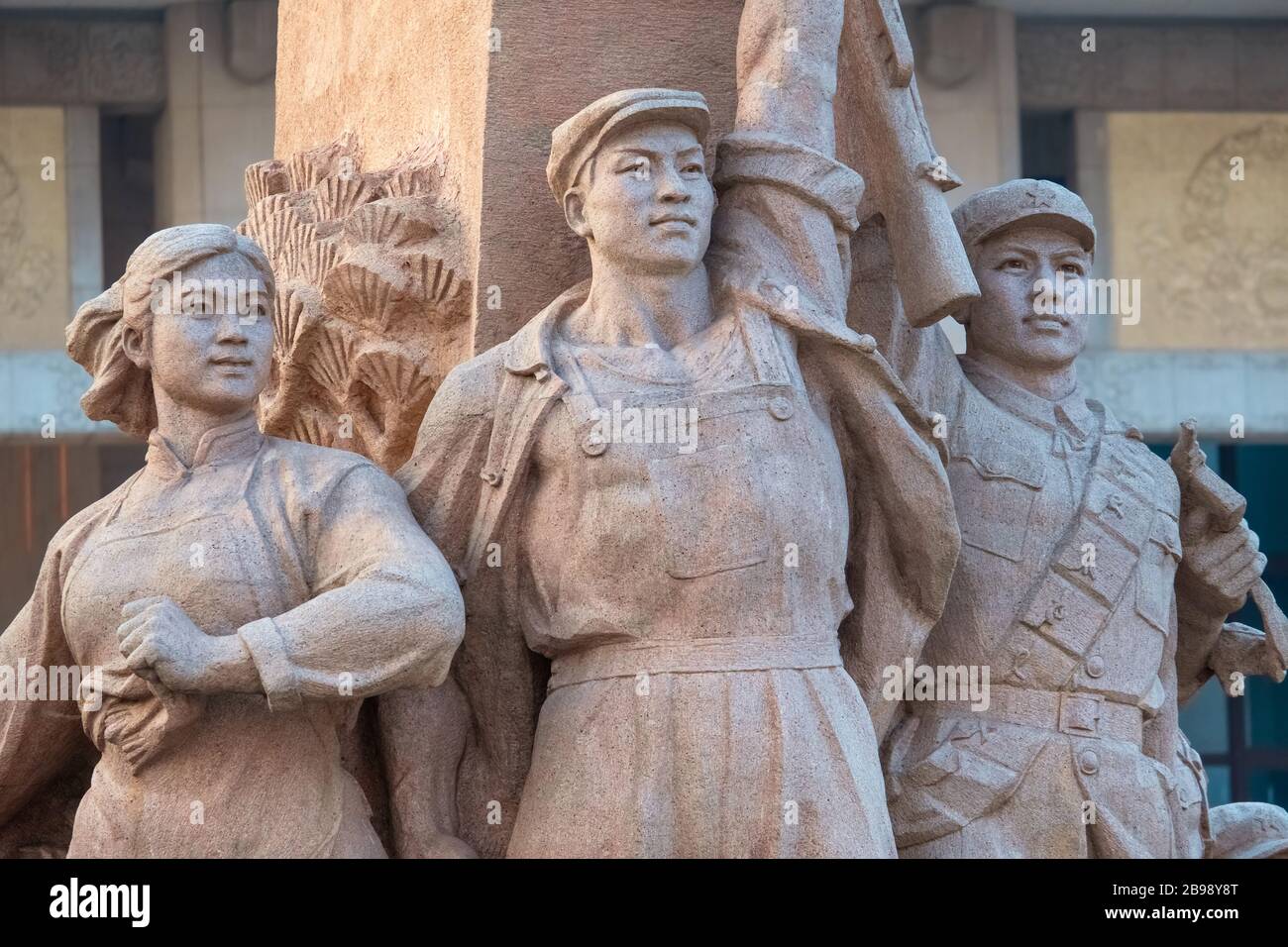 Beijing, China - Jan 17 2020: Monument's of people at Memorial Hall of Chairman Mao, the final resting place of Mao Zedong, Chairman of the Communist Stock Photo