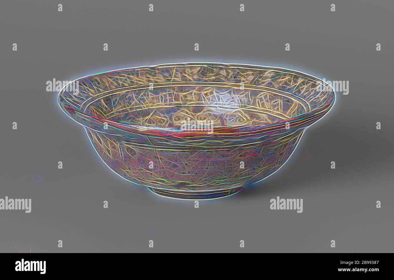 Bowl with a flower roundel and ornamental borders, Bowl of stoneware ...