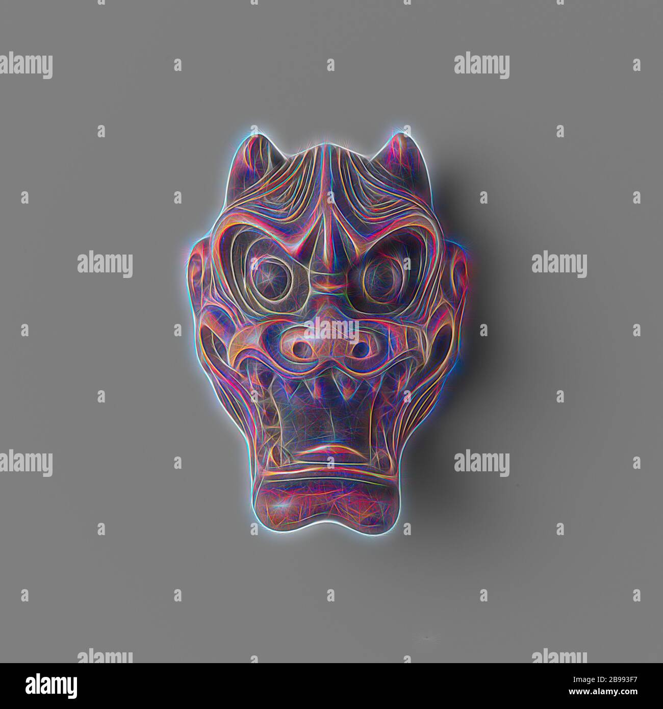 Netsuke, Mask of the Witch Hannya., anonymous, Japan, c. 1800 - c. 1900,  Edo-period (1600-1868), wood (plant material), h 5 cm × w 3.3 cm × d 2.5  cm, Reimagined by Gibon,, image size:1300x1390