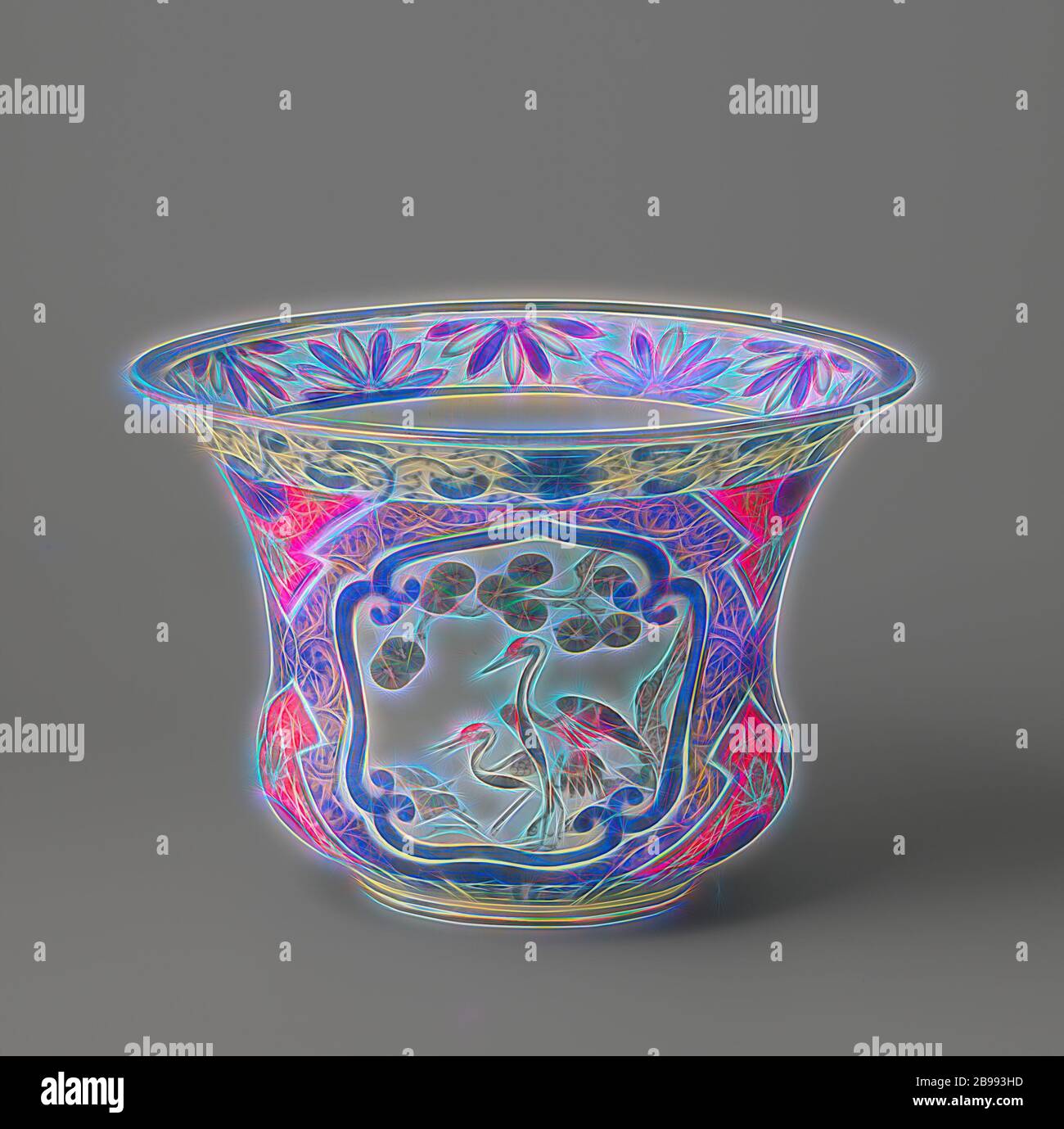 https://c8.alamy.com/comp/2B993HD/flowerpot-with-cranes-shishi-hoo-bird-and-lotur-scrolls-flowerpot-from-porcelain-painted-in-underglaze-blue-and-on-the-glaze-red-green-black-and-gold-on-the-outside-wall-three-scalloped-cartouches-with-two-cranes-with-a-pine-tree-a-hoo-bird-above-a-tree-and-one-with-a-shishi-lion-dog-with-a-peony-around-the-cartouches-leaf-vines-interrupted-by-two-opposite-sections-from-the-edge-and-the-foot-with-lotus-vines-and-a-half-flower-rosette-around-the-foot-a-band-with-petal-shaped-boxes-with-a-flower-branch-a-band-with-lotus-vines-on-the-outer-edge-the-inner-edge-with-a-band-with-half-f-2B993HD.jpg