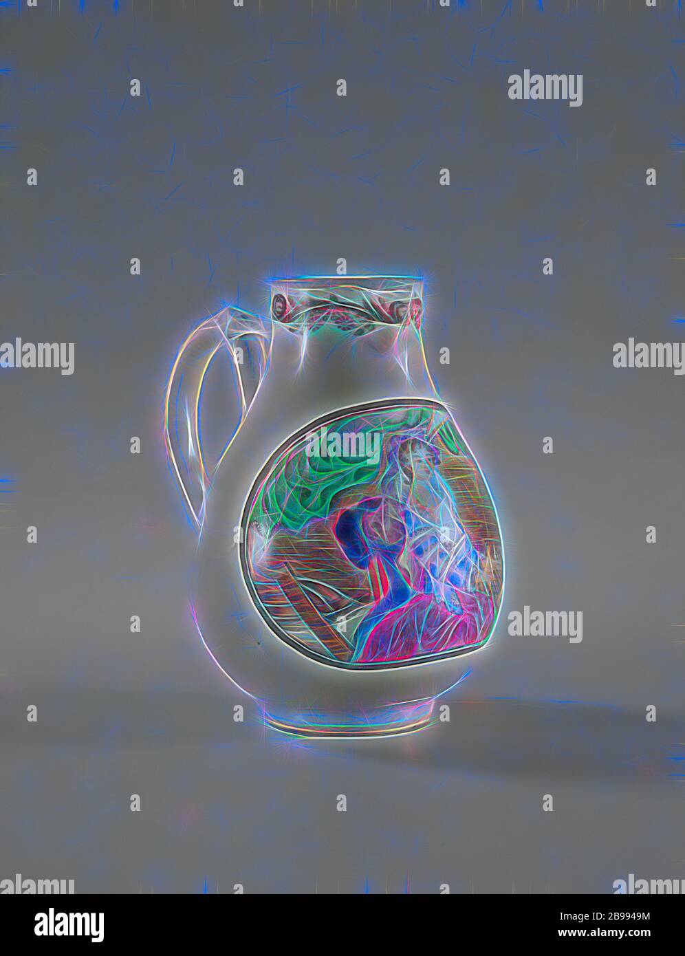 Pearshaped milk jug stand with a European lady playing a piano, Pearshaped porcelain milk jug