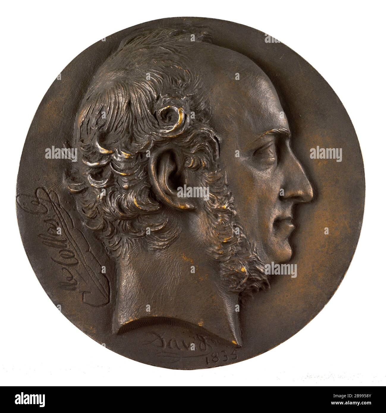 PORTRAIT OF ACHILLES COLLAS (1795-1859), MECHANIC David d'Angers (1788-1856). Portrait d'Achille Collas (1795-1859), mécanicien français. Bronze, fonte au sable. 1835. Paris, musée Carnavalet. Stock Photo