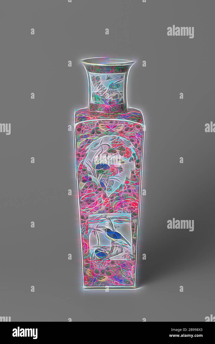 Vase with flower sprays and animals in cartouches in reserve on an