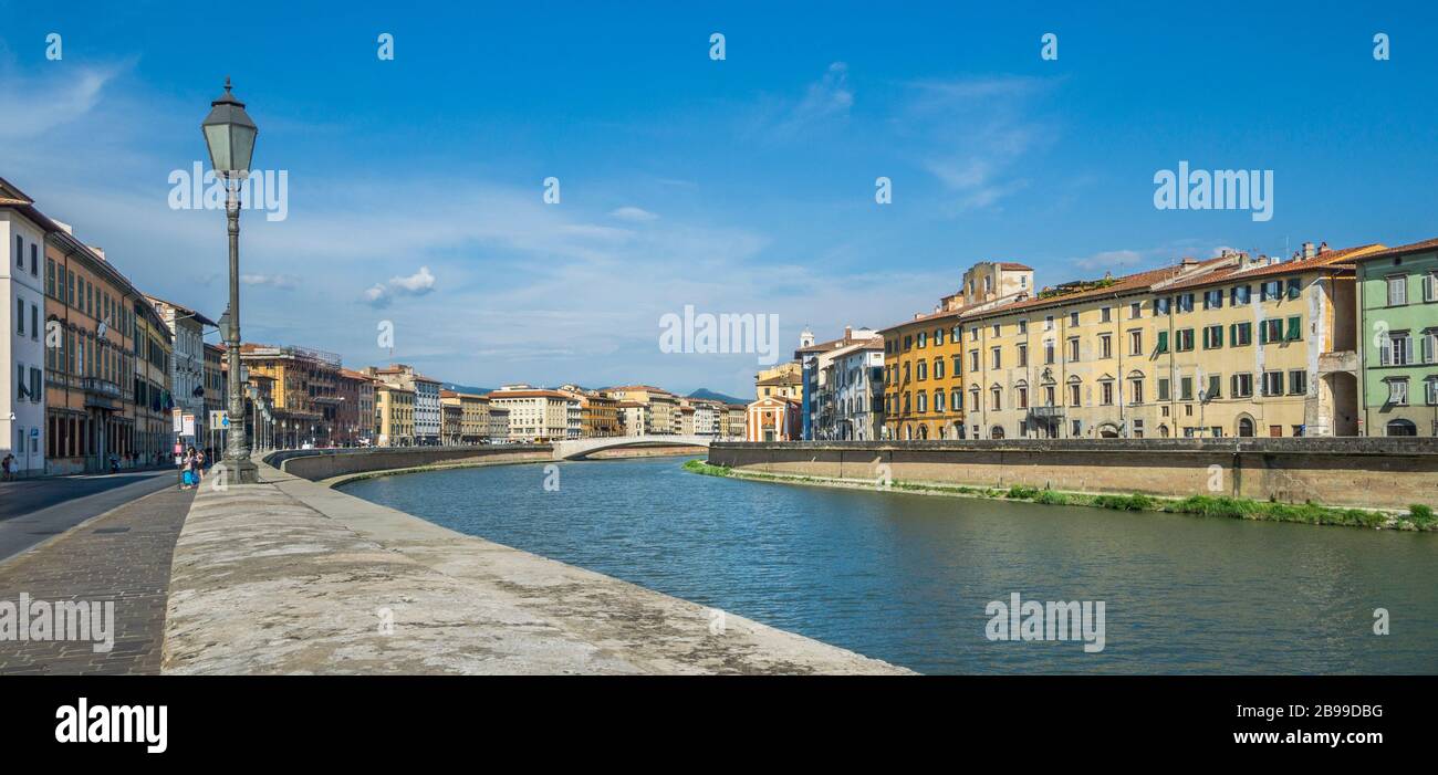view of the River Arno from Lugarno Antonio Pacinotti, Pisa, Tuscany, Italy Stock Photo