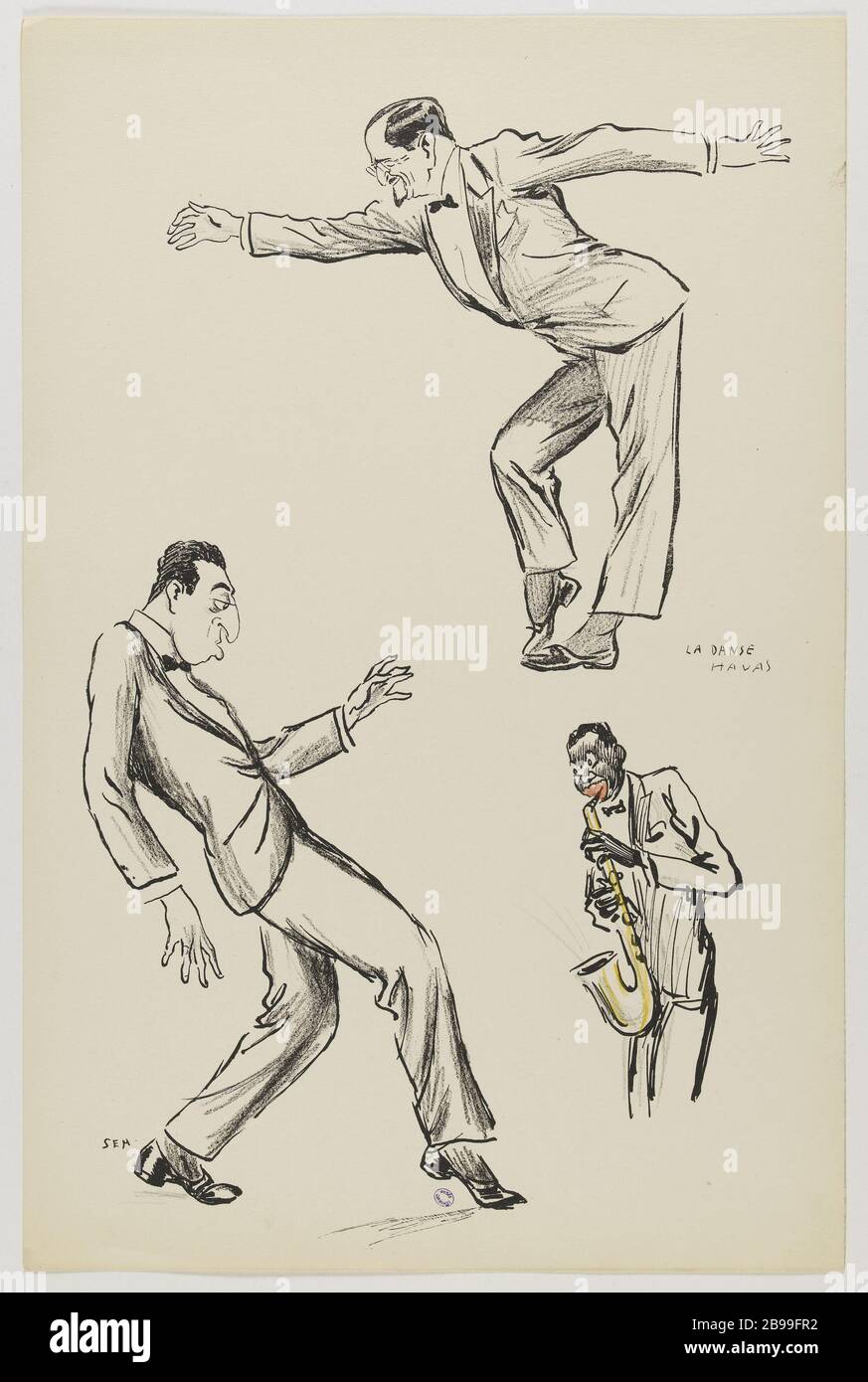 ALBUM WHITE BOTTOMS BY SEM : LA DANSE HAVAS (PL 6) Sem (1863-1934). "Album White Bottoms by Sem : la danse Havas (pl 6)". Lithographie en couleur. Paris, musée Carnavalet. Stock Photo