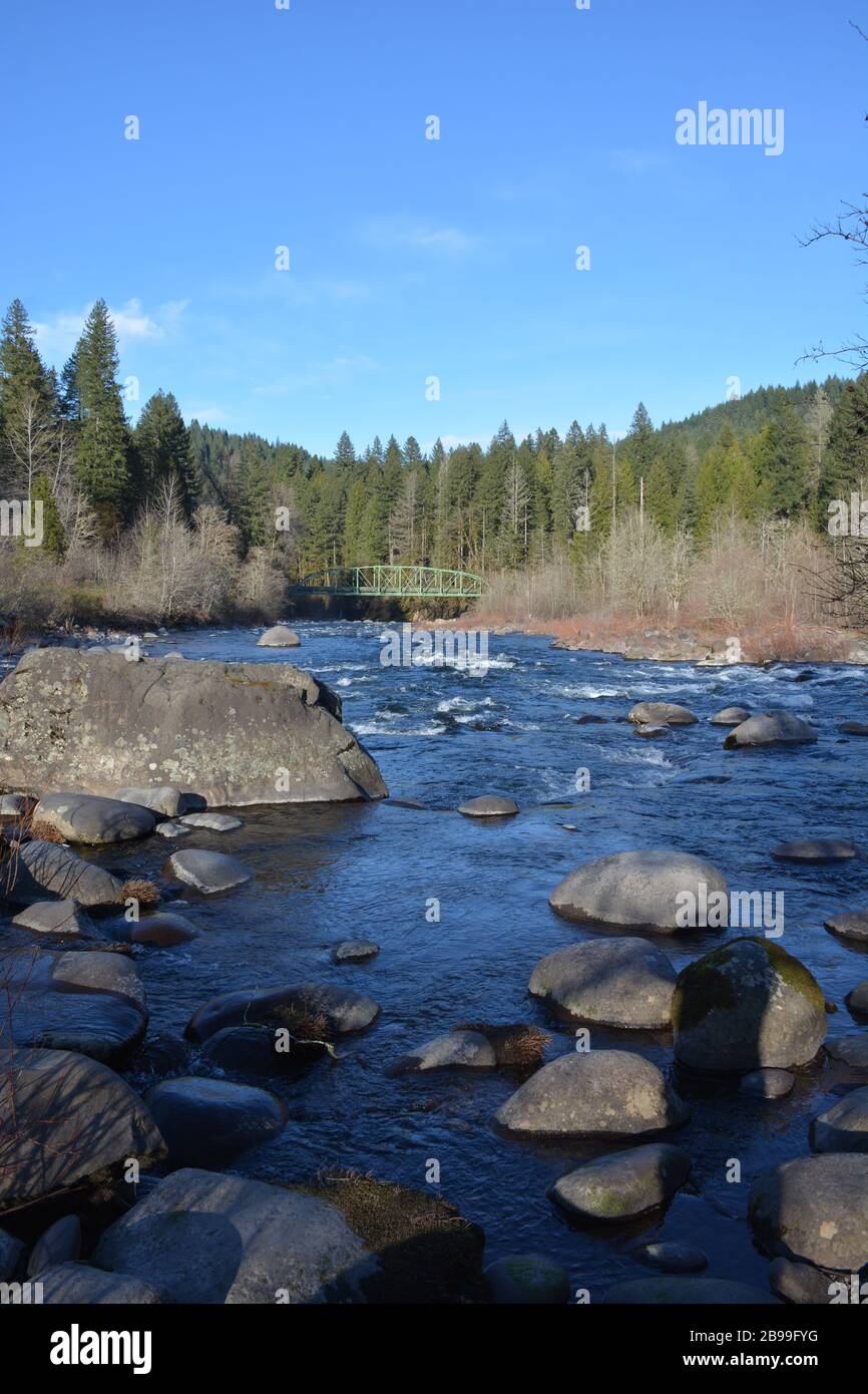 The Sandy River and Lusted Road Bridge, an iron truss bridge, at Dodge