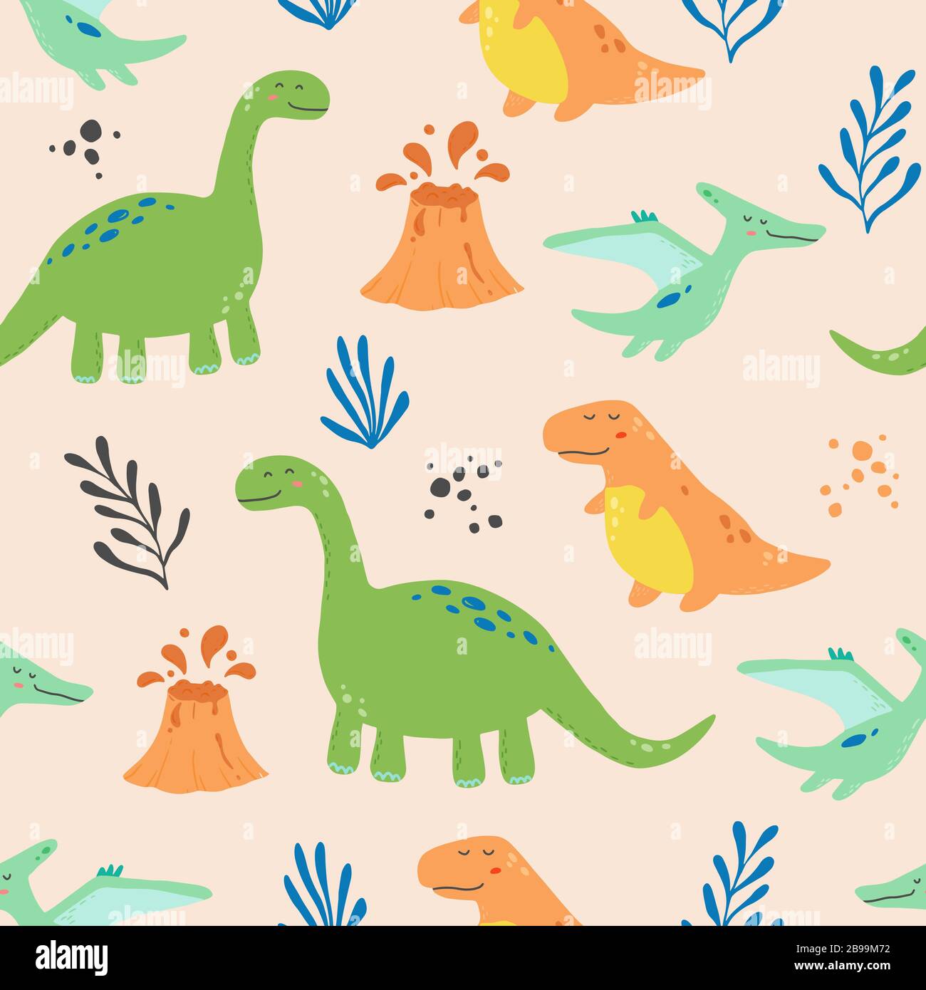 Vector seamless with Dinosaur and eggs for your design textile, wallpapers,  fabric, posters. Funny dinosaurs and Pterodactyl hatching from an egg.  Vector illustration Stock Vector Image & Art - Alamy