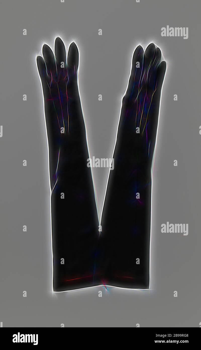 Black silk funeral glove with two press studs, Silk knit right glove