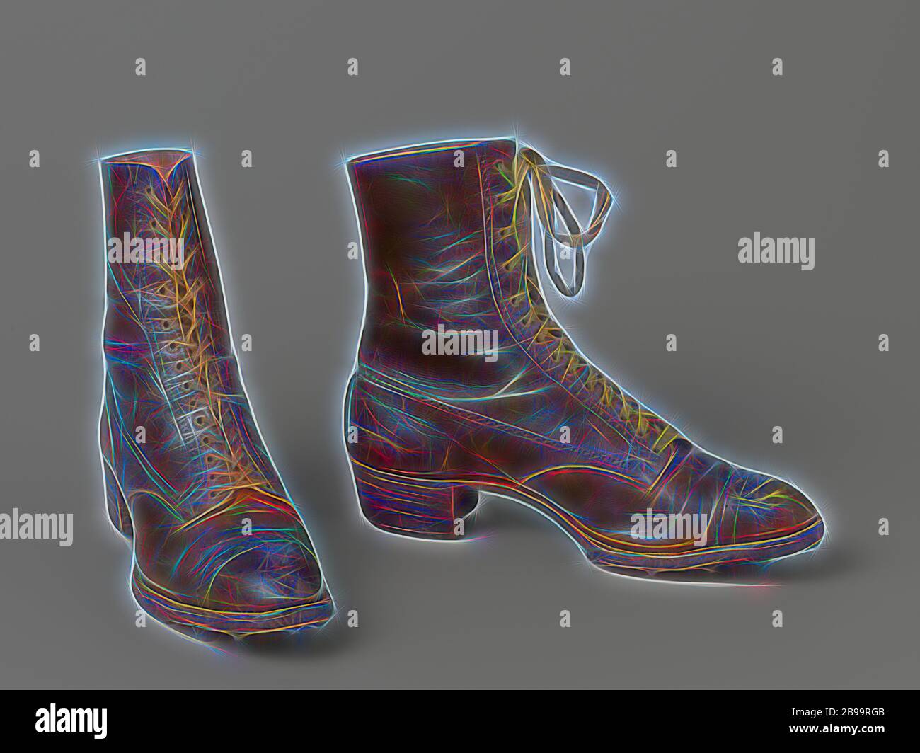 Mountain shoe, high model with lacing, made of light brown calf leather