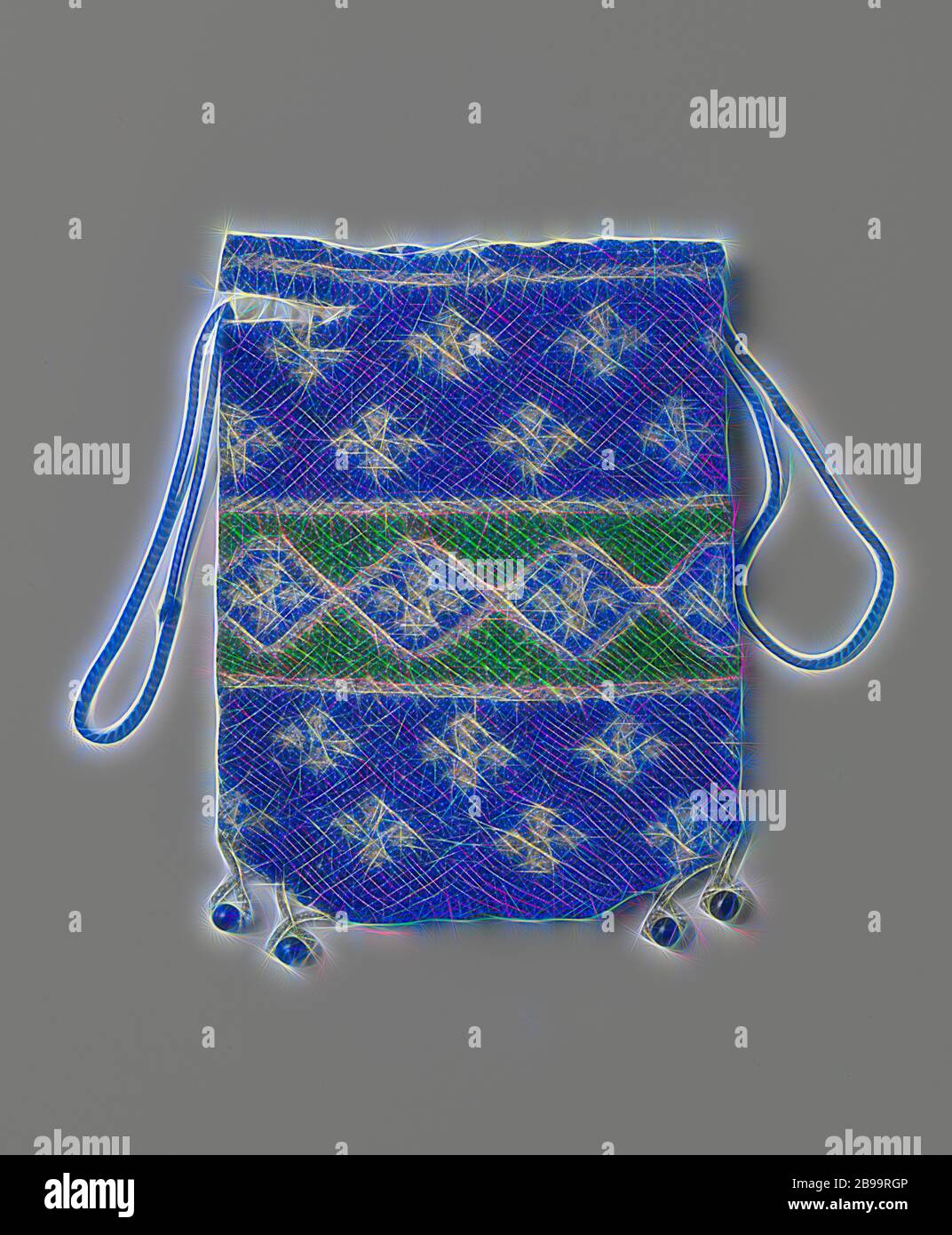 Reticule in a flat rectangular model, entirely of blue, green and