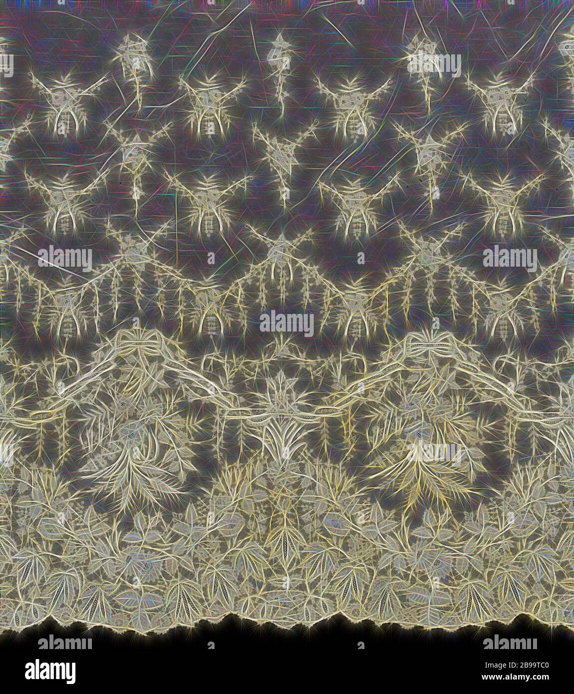 Overcoat Of A Bridal Gown From Application Side With Bouquets Of Flowers Overcoat From Natural Colored Application Side Bobbin Lace With Needle Lace Decorative Stitches Brussels Duchesse Applique On Machine
