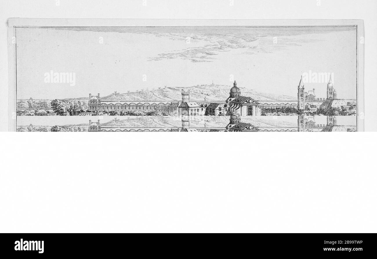 Scalzi FOR A CHURCH PART OF THE GREAT GALLERY CARMESET LOUVRE Israël Silvestre (1621-1691) et Israël Henriet (1590-1661). 'Vue d'une partie de l'église des Carmes déchaussés et de la grande galerie du Louvre'. Eau-forte, 1650-1660. Paris, musée Carnavalet. Stock Photo