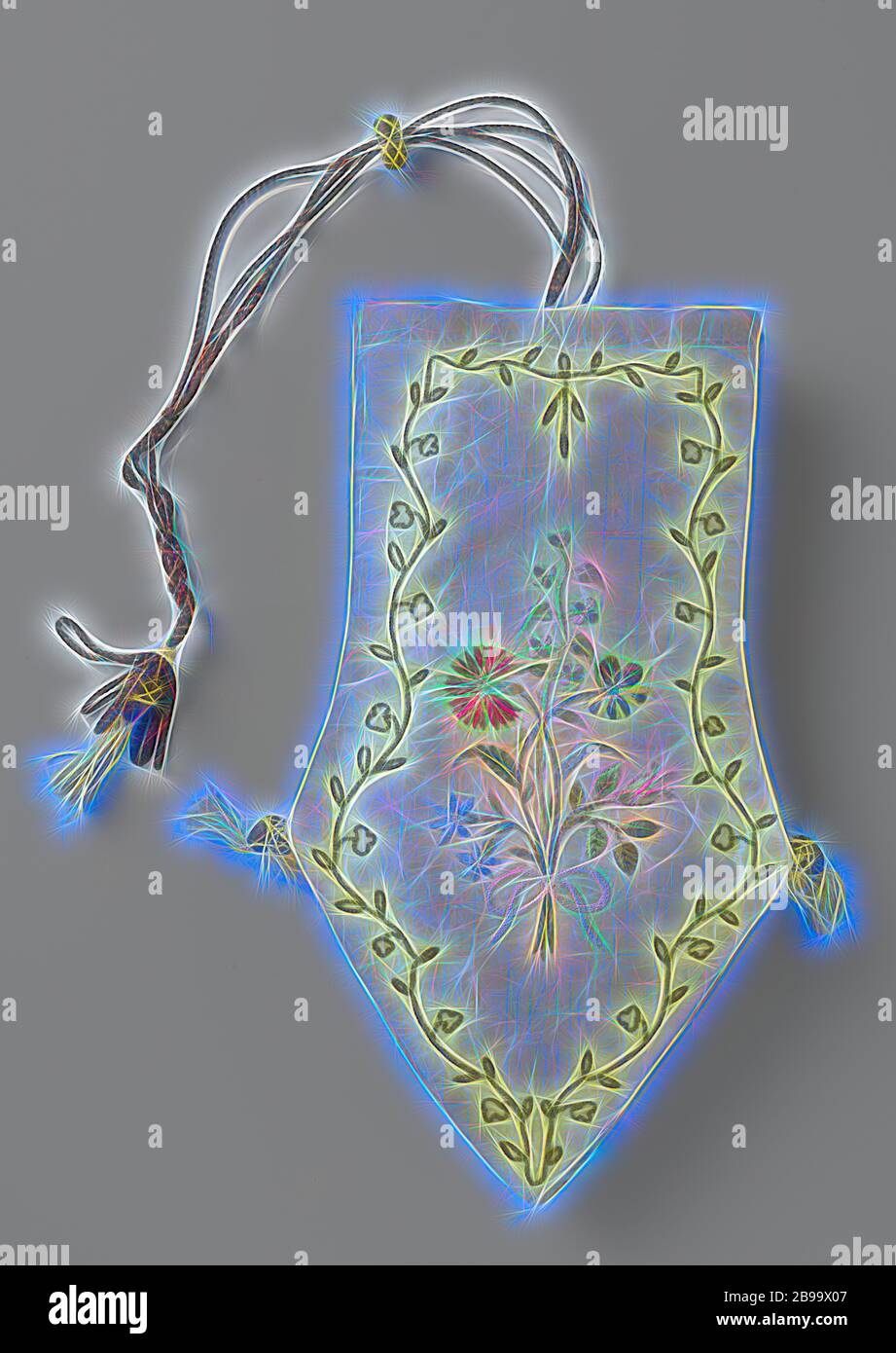 Reticule with four drawstrings and a toggle Reticule of yellow silk ...