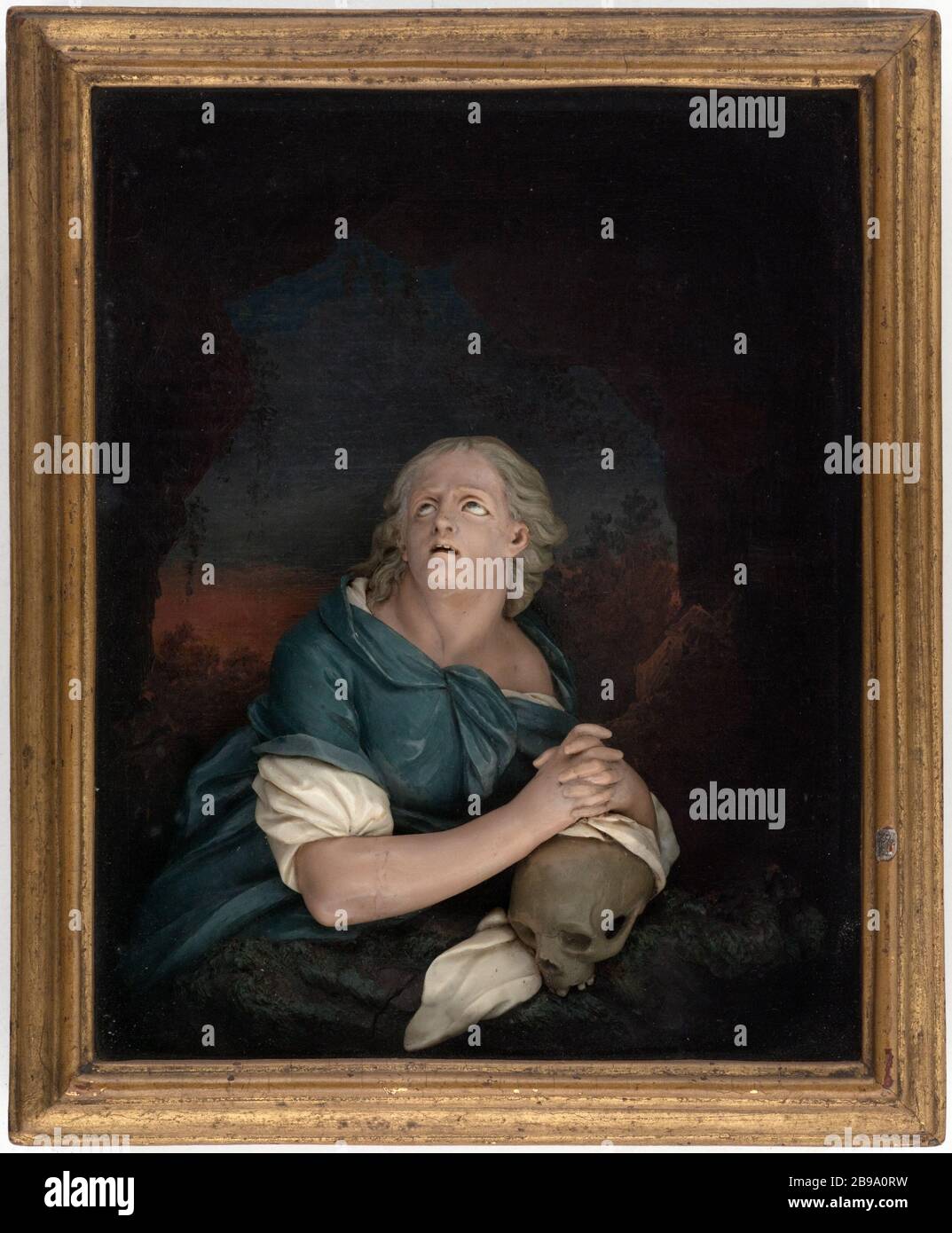 MARY MAGDALENE IN PRAYER Caspar Bernhard Hardy (1726-1819). 'Marie-Madeleine en prière'. Cire colorée. 4ème quart XVIIIème siècle. Paris, musée Carnavalet. Stock Photo