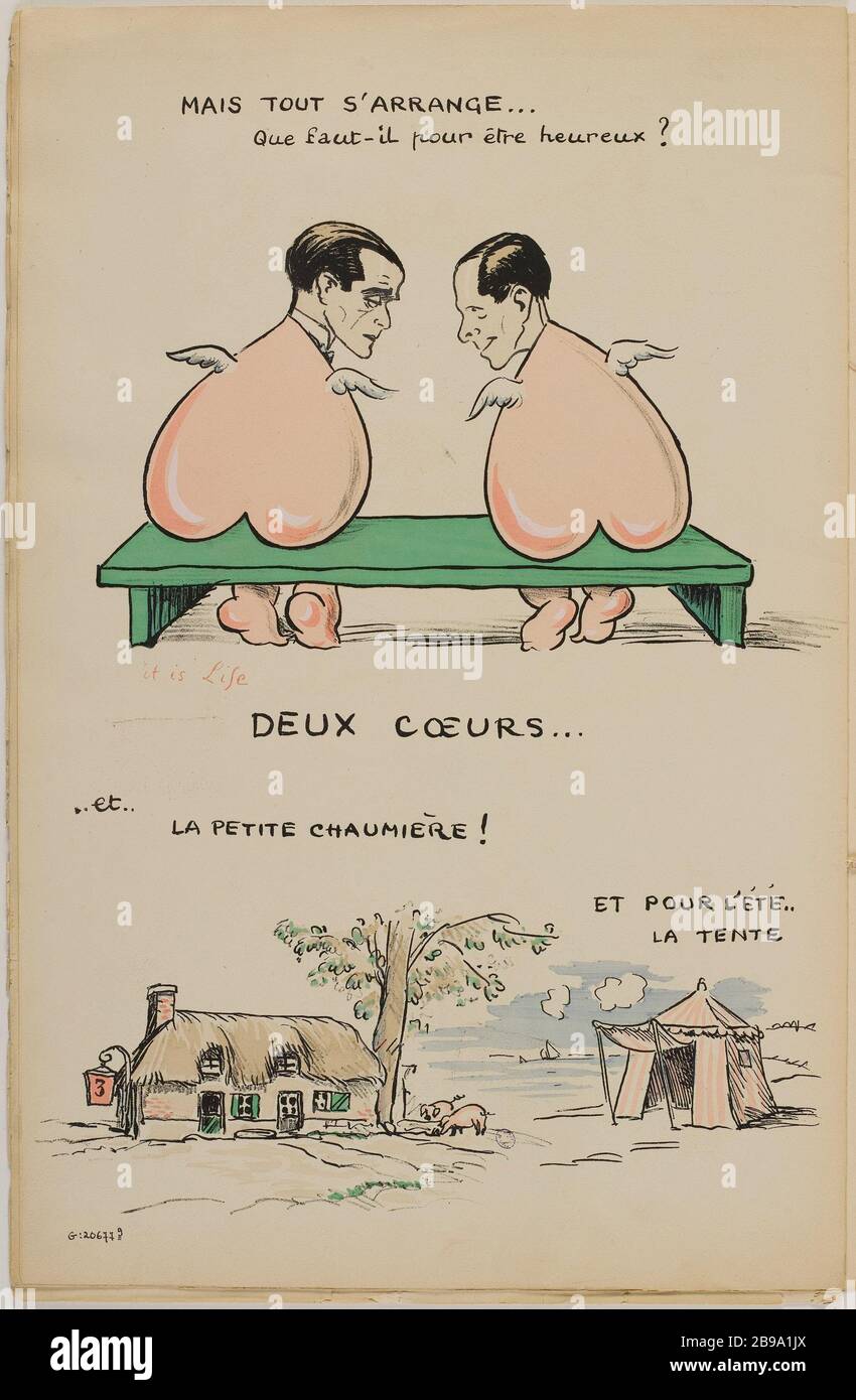 BUT EVERYTHING ARRANGE Sem (Georges Goursat, dit, 1863-1934). 'Mais tout s'arrange'. Lithographie en couleur. Paris, musée Carnavalet. Stock Photo