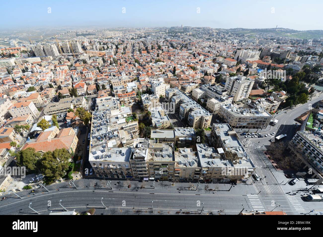 Aerial view of Jerusalem's northern neighborhoods. Stock Photo