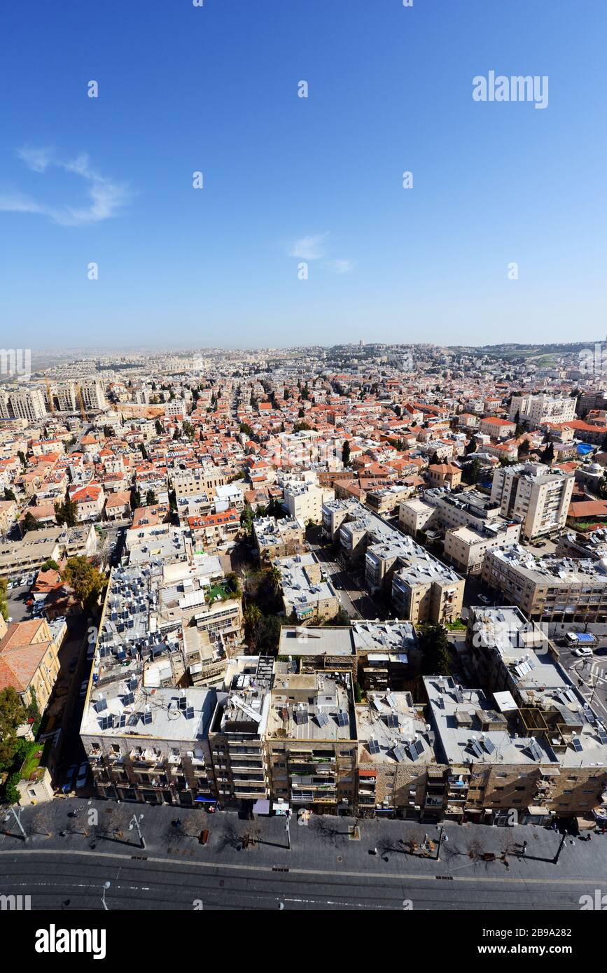 Aerial view of Jerusalem's northern neighborhoods. Stock Photo