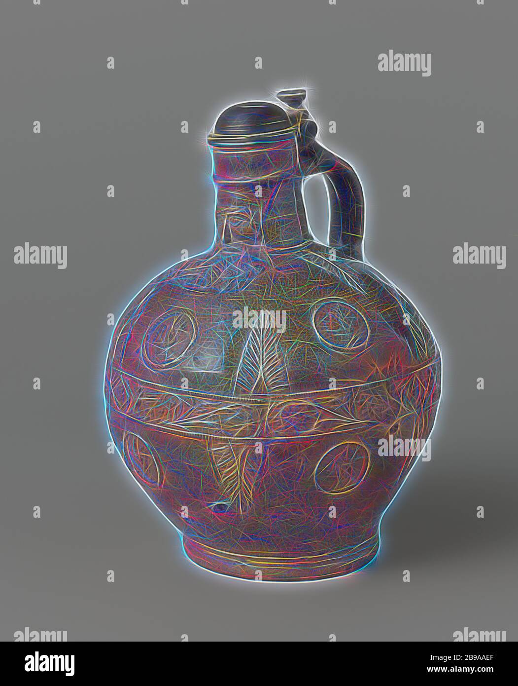 Jug Bartmann Jug With Portraits Leaves And An Ornamental Border Jug Beard Man Jug Of Stoneware On High Feet With A Spherical Body And Narrow Neck The C Shaped Ear Is Attached To The