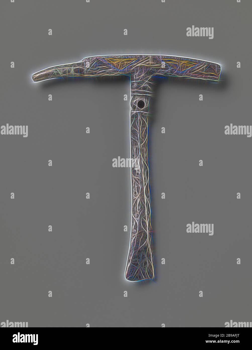 Embossing hammer from ijer inlaid with silver and copper, embossing