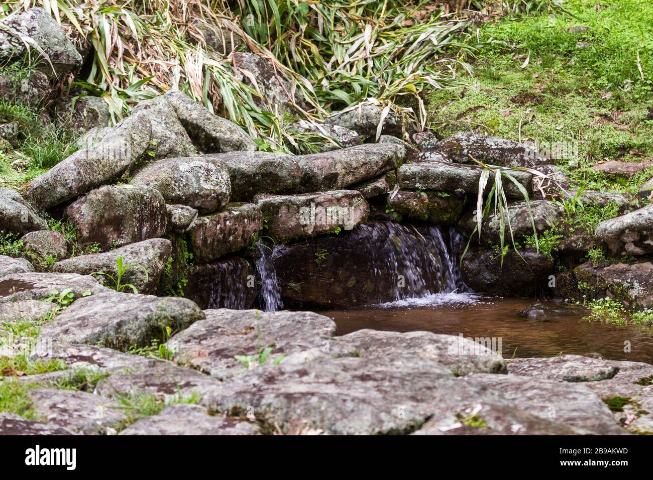 underground waterways and tunnels providing fresh spring water to this ancient civilization of Guayabo in Cartago Costa Rica Stock Photo