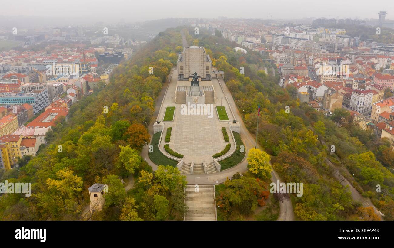 Aerial view of National Monument on Vitkov Hill National war memorial