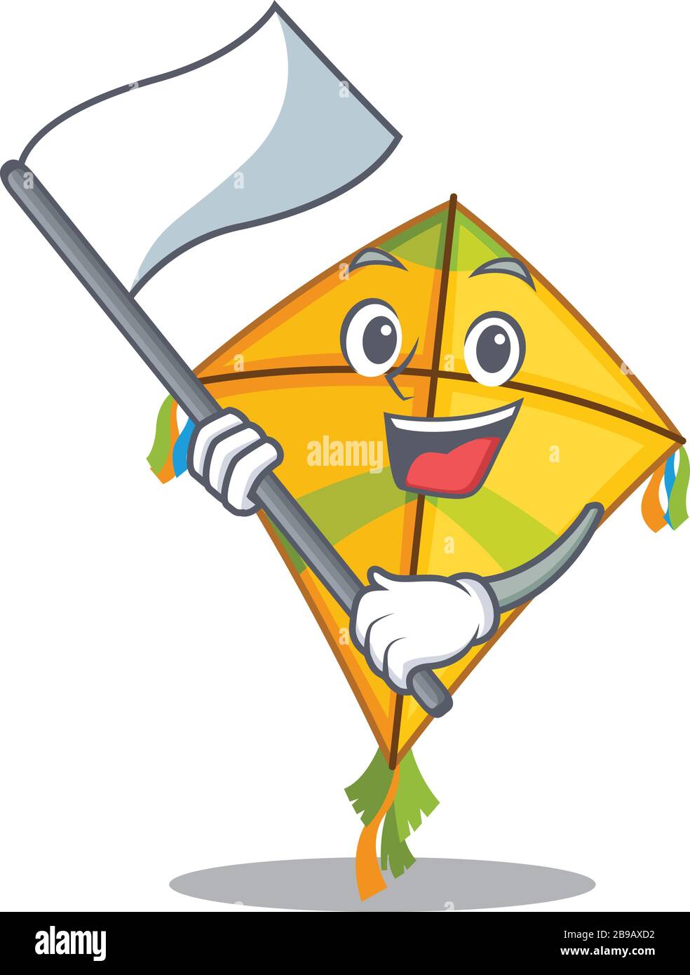 Kite cartoon character design holding standing flag Stock Vector